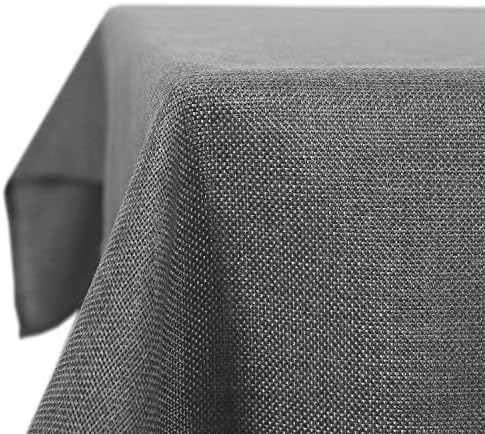 Deconovo Faux Linen Table Cloth Wipe Clean Water Resistant Tablecloth for Party 54x79in(137x200cm) Light Grey