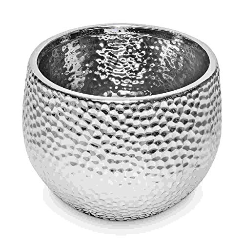 Kaheku Kübel CORO, Keramik, silber glasiert (Ø23 x H19 cm)