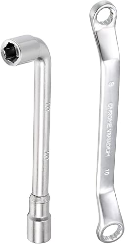 uxcell Juego de llaves métricas en forma de L de 0.394 pulgadas y con doble extremo de caja, enchufe hexagonal de acero de alto carbono y llave de