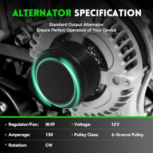 Image of 11775N Alternator Compatible with 2014-2017 Honda Odyssey 3.5L V6, High Output 12V 130Amp, Replace OE#31100-RV0-A11, 400-52718R, 11175