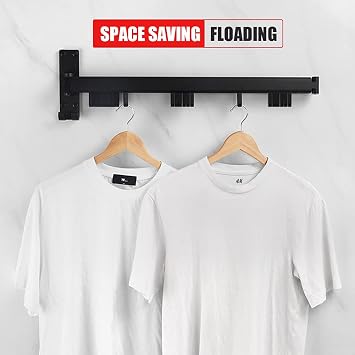 BESTHLS Wall Mounted Clothes Drying Rack for Space Saver Hangers Design for Balcony, Mudroom, Bedroom Foldable Laundry Rack(3-Pole Black)