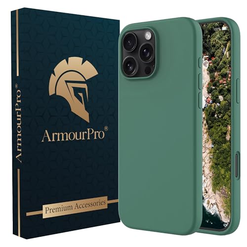 Image of ArmourPro Silicone Back Case for iPhone 16 Pro Max, Soft-Touch Case | Green