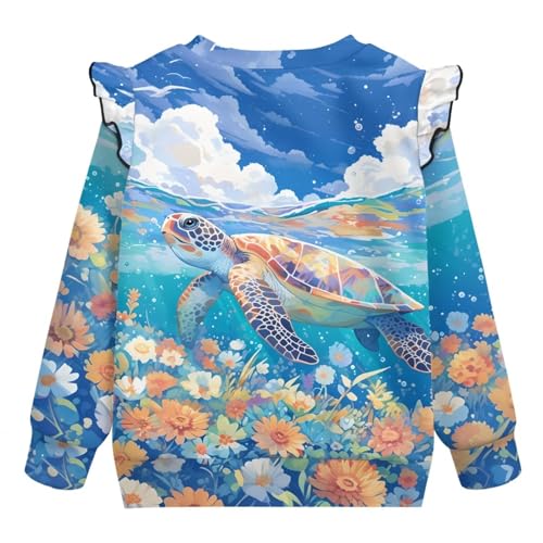 Girls Crew Neck Sweatshirts Ruffle Long Sleeve Pullover Shirts Tops Fall Winter Clothes for Kids Home School2