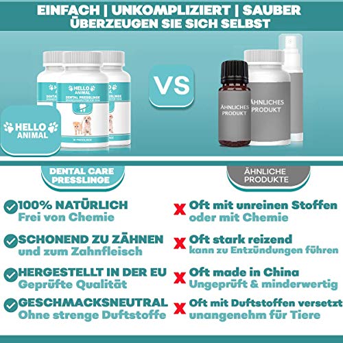 NEU: HelloAnimal DENTAL Presslinge für Hunde und Katzen – Zahnsteinentferner auch für Zwischenräume - Zahnreinigung und Zahnpflege –für Mundgeruch