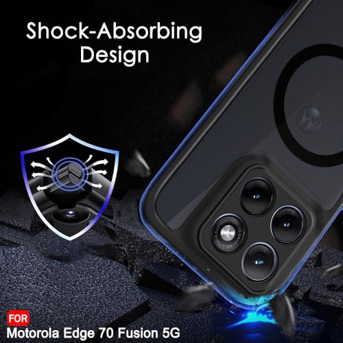 Image of TheGiftKart Hybrid Shockproof Back Cover Case for Motorola Moto Edge 70 Fusion 5G | Hard Cover Case for Moto Edge 70 Fusion 5G (PC & TPU, MagSafe Compatible, Translucent Smoke Matte Back, Black Sides)