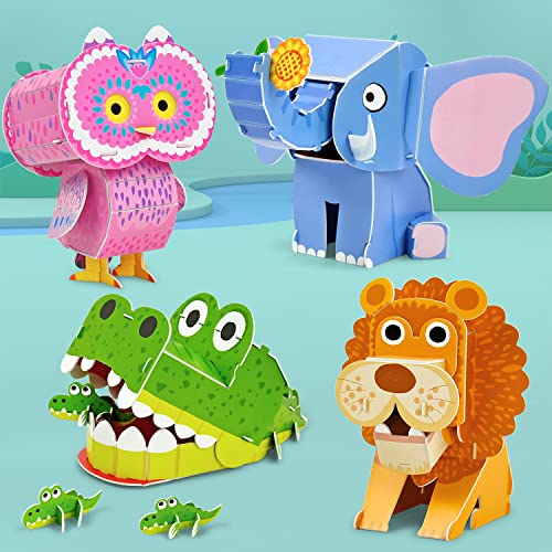 Animals 3D Puzzles For Kids Ages 4-8 Years Old, 4 Pack Vivid Kids Craft Kits, Fun And Educational Family Night Toys - Cute Vileafy Foam Puzzles For Boys And Girls #TOP5