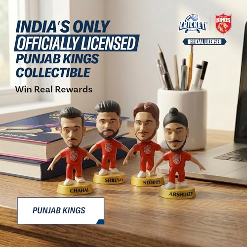 Image of Action Figure, IPL Edition, Punjab Kings Pack of 4 | 360 Rotatable Head, Cricket Player, For Fans & Collectors