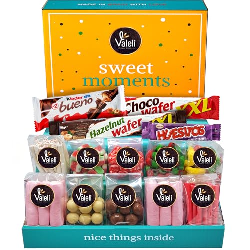 Valeli, Chocolates y Golosinas Cesta dulces y chocolatinas, Caja Regalo Original: Cumpleaños - 1 kg paquetes, bolsas