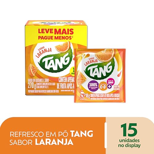 Refresco Em Pó Tang Laranja Caixa Com 15 Unidades De 18g