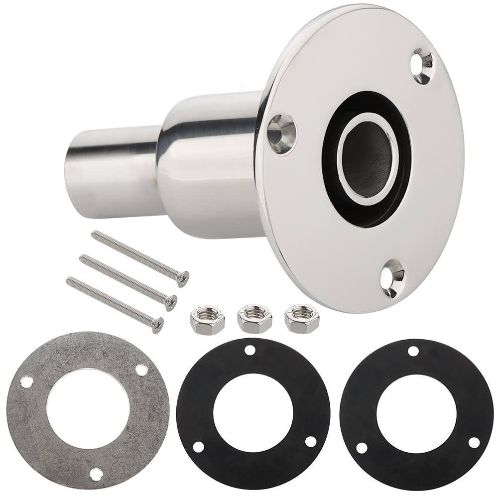 AJACT 24mm Stainless Steel 316 Straight Thru Hull Exhaust, Socket Hardware