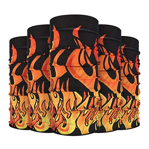 Preisvergleich Produktbild MOTOCO 5Pcs Multifunktionstuch Herren Schnelltrocknend Atmungsaktiv Kopftuch Damen Super Elastisch Sonnenschutz Halstuch für Motorrad Laufen Wandern(25X50CM.F)