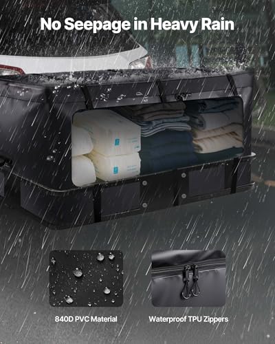 VEVOR Gepäckträgertasche für Anhängerkupplung aus wasserdichtes 840D-PVC (0,71 m³), Gepäcktasche zur Aufbewahrung auf der Ladefläche von Lkws mit verstärkten Gurten für PKW SUVs Vans Schwarz