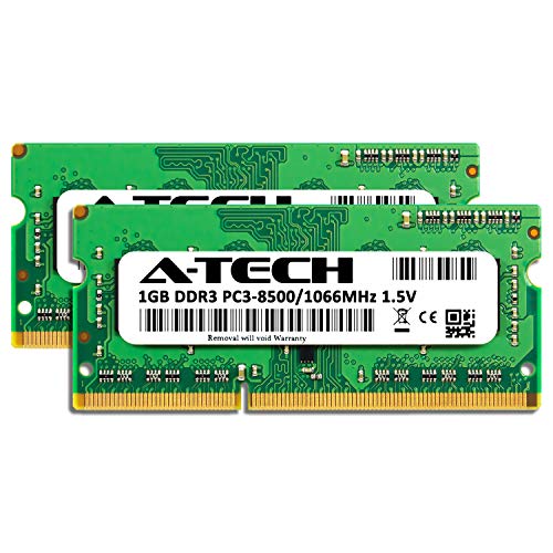 Image of A-Tech 2GB (2x1GB) DDR3 1066MHz PC3-8500 CL7 SODIMM 1.5V 204-Pin Non-ECC SO-DIMM Laptop, Notebook RAM Memory Modules