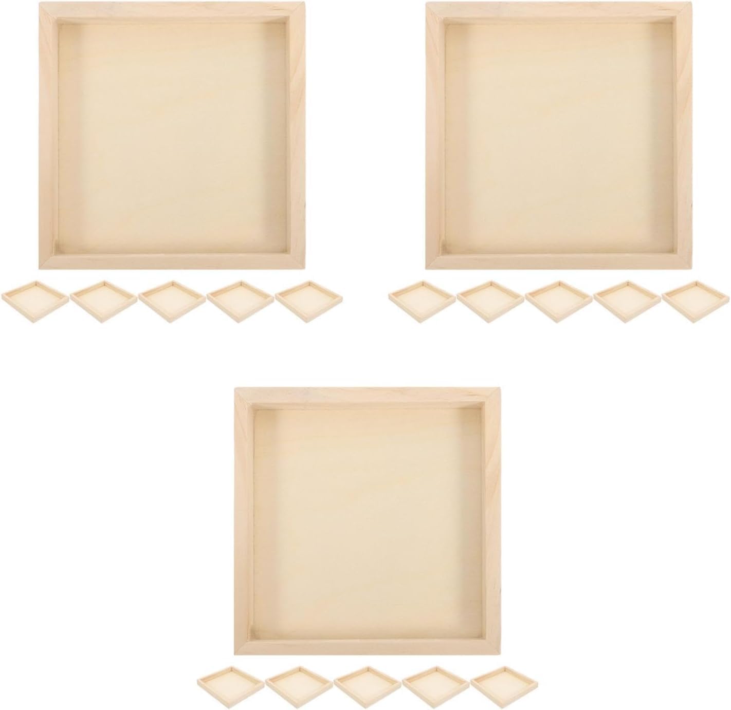 4.7x4.7x0.5inch Square Serving Tray 18Pcs Unfinished Wood Panels Tray Small Wood Serving for Crafts Wooden Panel Boards for Painting Pouring Arts Blank Puzzle