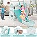 Costzon 4 in 1 Toddler Slide and Swing Set, Castle Indoor Outdoor Baby Swing with Slide, Swing, Climber, Basketball Hoop and Ball, Kids Climber Playground Playset for Boys Girls Gifts Presents