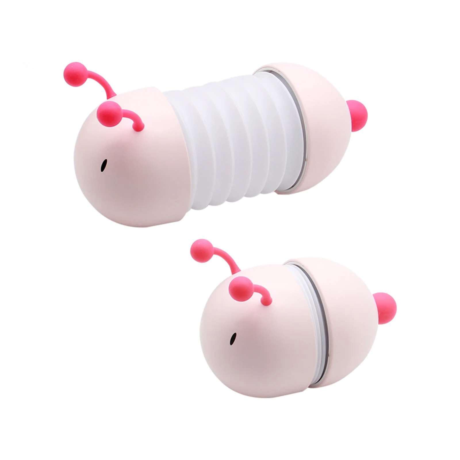 2PCS Cute Lovely Night Light, 250mah Caterpillar Night Lamp LED Desk Folding Lamp Kids Desk Lamp USB Rechargeable Table Lamp Nursery Night Lights Baby Bedside Light for Kids Bedroom (Pink)