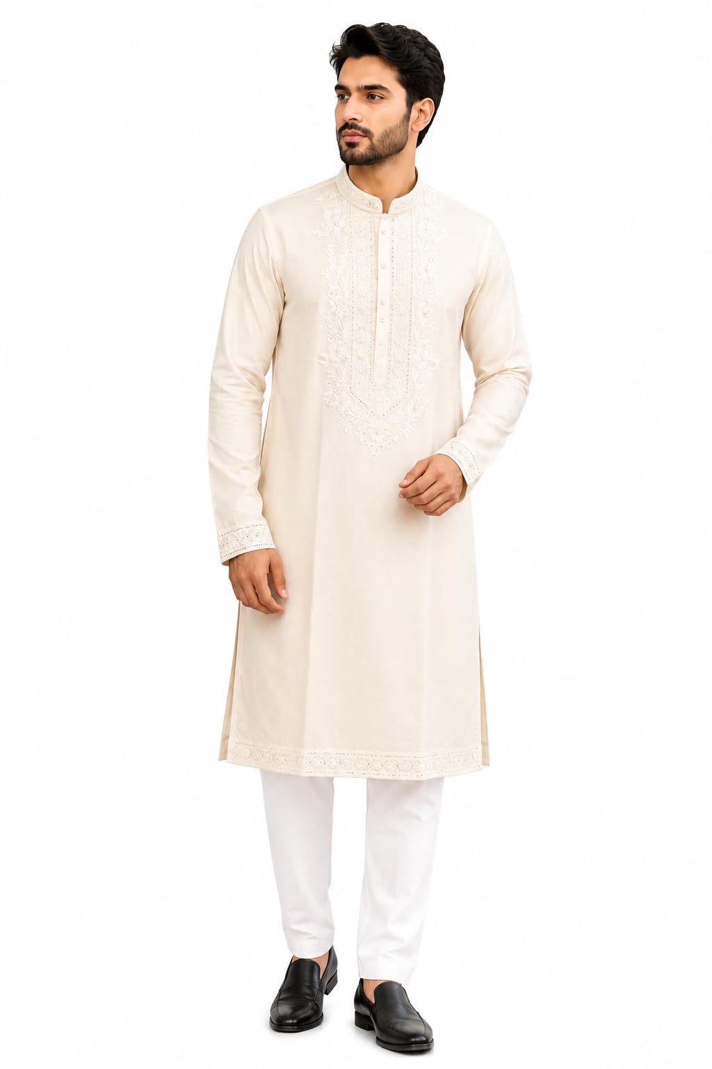 Men's Silk Kurta, Floral Embroidered, Festive Ethnic Wear-picture-16