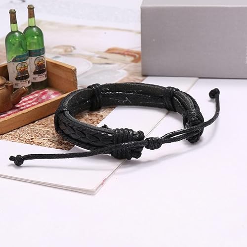 Pulseira de Couro Trançada Masculina Minimalista Bracelete