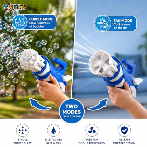 Image of Toyshine 8-Hole Space Shuttle Bubble Gun | Electric Gatling Bubble Machine with Bottle & Scoop | Automatic Bubble Blaster for Kids, Outdoor & Indoor Play