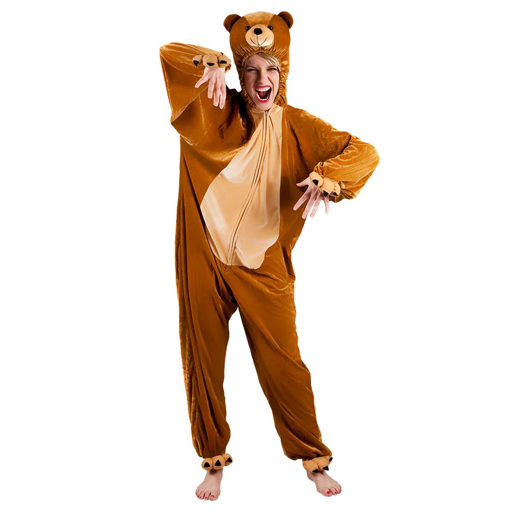 Boland - Tuta Peluche da Orso con Cappuccio | Costume da animale con cerniera per Carnevale e feste a tema