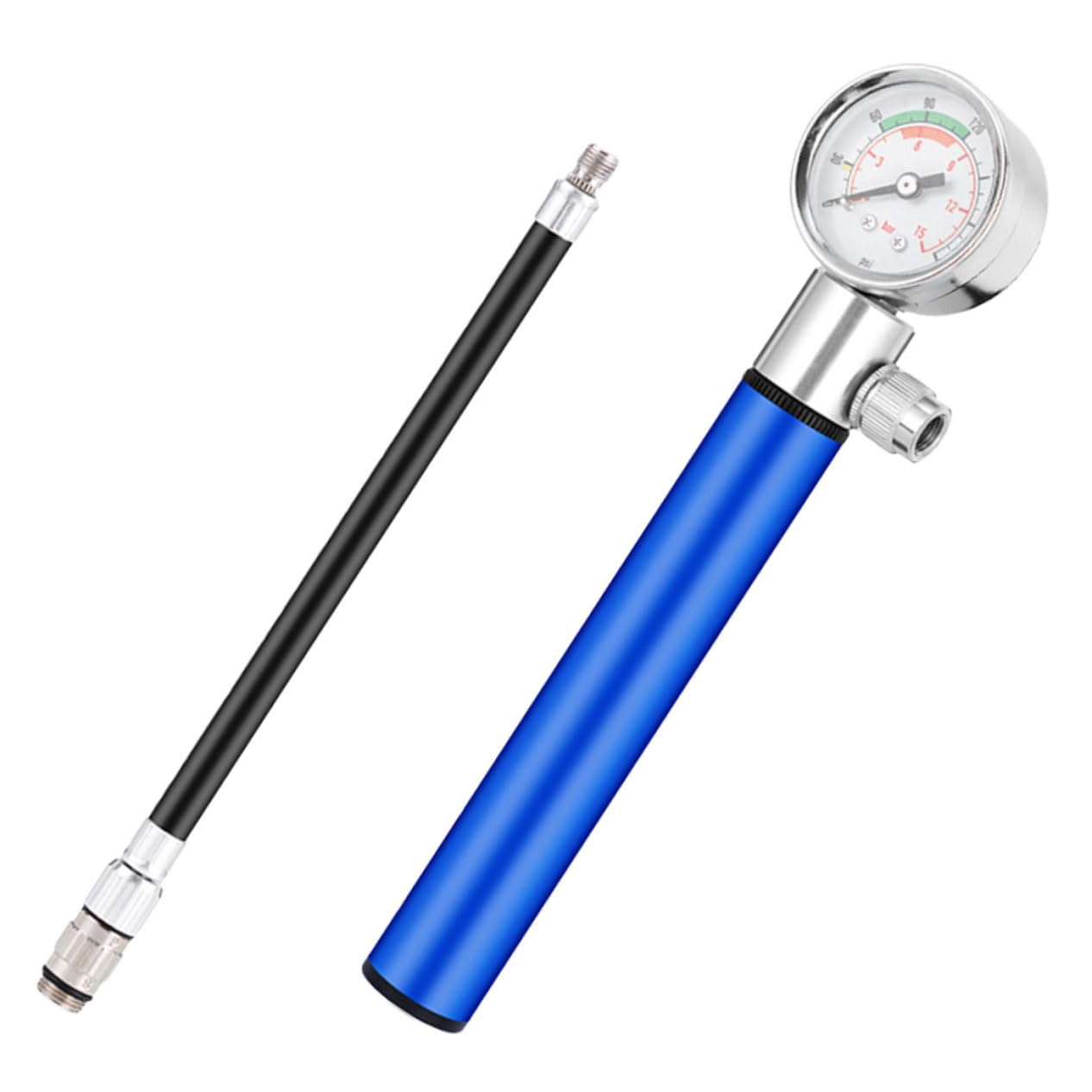 TOYANDONA Aluminium Luftpumpe für Sportbälle und Fahrräder Tragbare Handpumpe mit Manometer Geeignet für Basketball Yoga Ball und Ergonomisches Design Einfach zu Bedienen