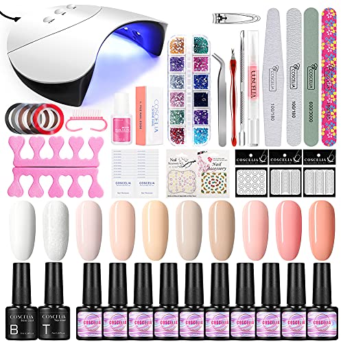 Coscelia 10 * 7ml UV Nagellack Starterset Gel Nagellack Set mit 36W UV/LED Lampe Top&Base Coat Gelnägel Starterset…