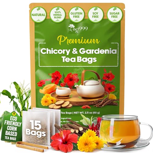 TOG999 Chicory and Gardenia Tea Bags, Herbal Tea, Caffeine-Free, 15 Bags
