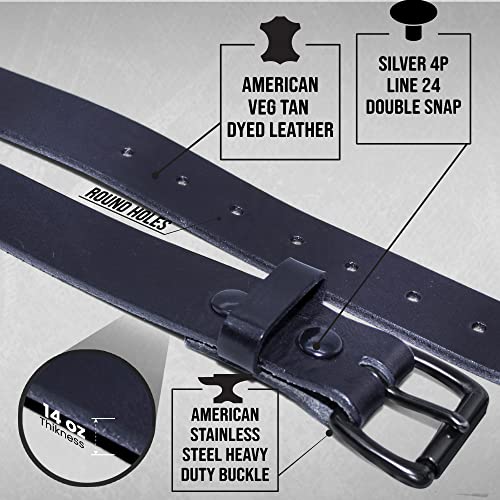 Top Notch World Genuine Veg Oil Tan Full Grain Leather-Mens Belts Handmade By Amish-Heavy Duty Mens Belt 1.5 Wide 14 Oz2