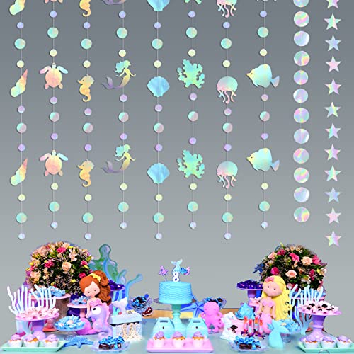 Deco Sirene Decoration Soirée 60Ft Décor Anniversaire Sirene Fille Theme Mer Ocean Guirlande Sirène Anniversaire Fête Rainbow Enfants Pour Mariage Anniversaire Fête De Naissance Bébé Colorée Cover