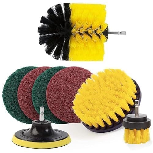 VOLDOT 8 Pcs Power Drill Scrubber Brush Set | Scrubber Brush Pads for Tile | Multipurpose Drill Brushes for Cleaning of Bathroom Surfaces, Kitchen, Pool, Flooring and Car-image-37