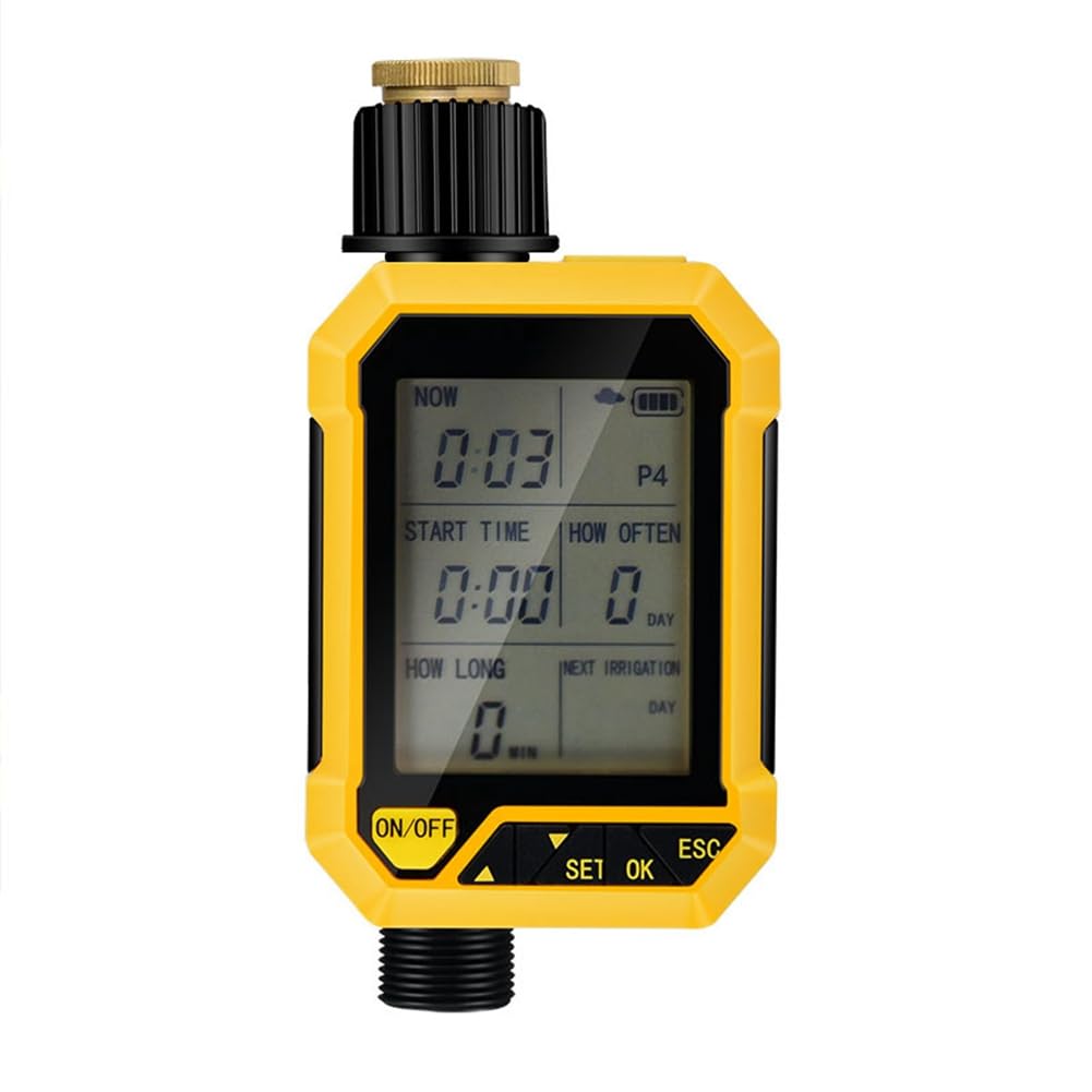 Aundhegrtt Programmable 1-Way Solar Irrigation Timing Controller Automatic Water Valve Outdoor Water Timer Timed Irrigation System