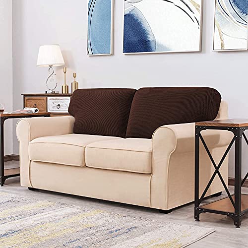 Housse dossier canapé élastique sable : lot de 2 protections ajustables - 3
