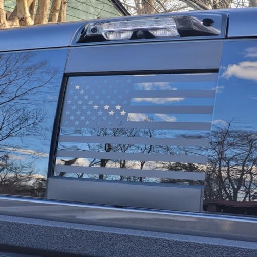 Image of for Dodge Ram 2009 to 2024 American Flag Decals Stickers for Truck Back Middle Window, USA Flag Vinyl Sticker Exterior Accessories(Matte Black)