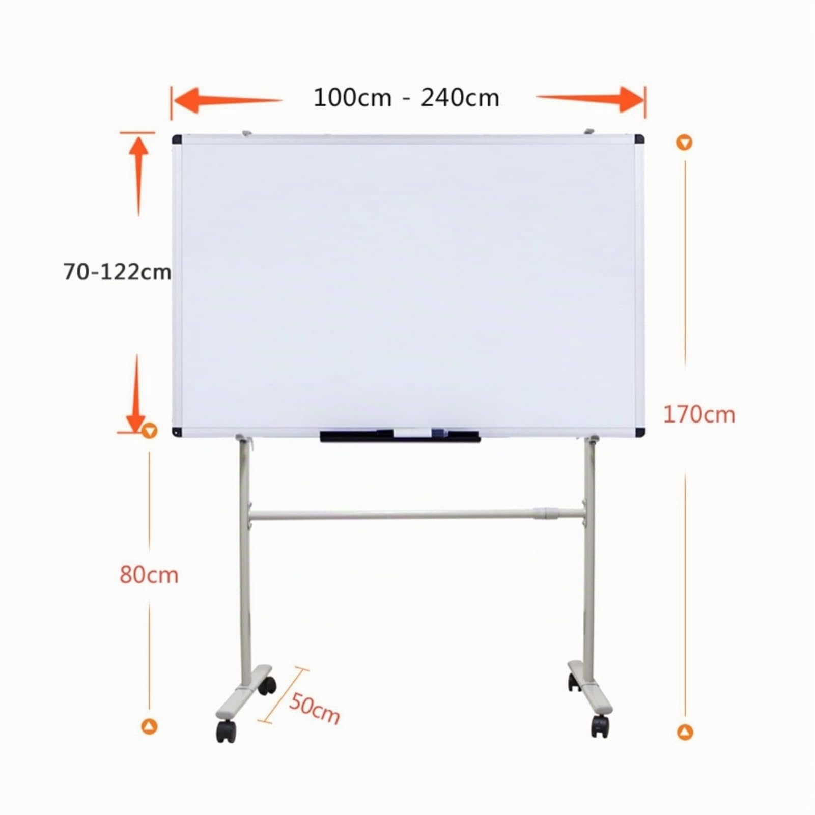 Soporte De Pizarra Rodante Grande, Estante De Soporte De Pizarra Móvil De Borrado En Seco De Ángulo Ajustable, Se Adapta A Pizarra Tamaño Máximo 120x240cm
