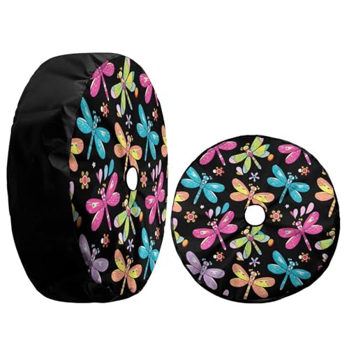 Image of Delerain Dragonflies Spare Tire Cover with Backup Camera Hole Wheel Protectors Sun Protector Waterproof for Jeep Trailer RV SUV Truck and Many Vehicle(16 Inch for Diameter 29 inch-31 inch)