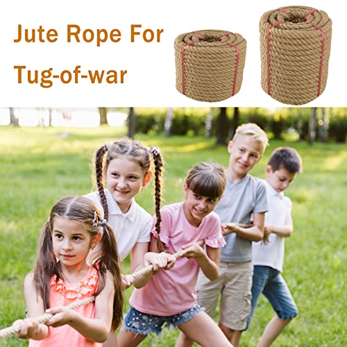 Ganggend Jute Rope (1 in X 50 ft), Thick Twisted Manila Ropes, Natural Heavy Duty Hemp Rope for Swing Bed, Crafts, Railing, Tug of War, Landscaping, Gardening, Bundling, Hammock, Home Decorating - Thumbnail 5