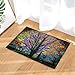 Produktbild FEIYANG Kreative Bäume Dekoration Bunte Aquarell Frühling Lebensbaum Badteppiche Rutschfeste Fußmatte Boden Eingänge Outdoor Indoor Haustürmatte Kinder Bad Matte 60X40 cm Badzubehör