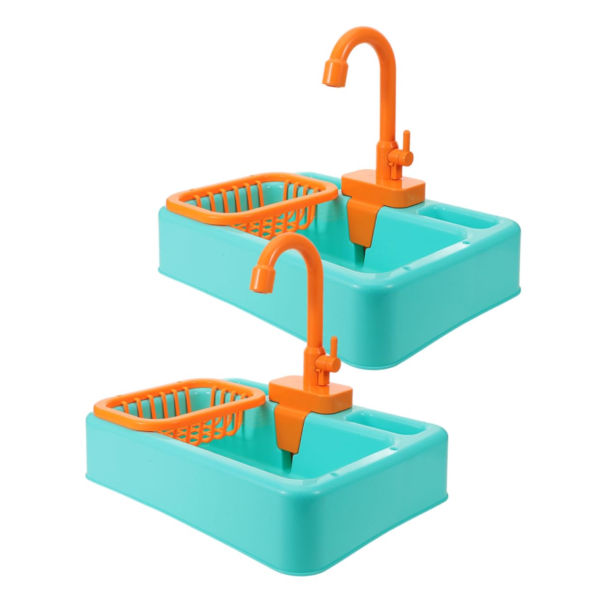 VANZACK 2Pcs Automatic Bird Bath Pool with Faucet Interactive Parrot Shower Tub Cleaning for Birds Engaging Play Kitchen Basin for Parakeets