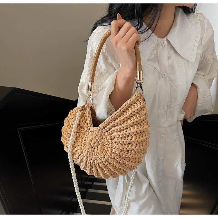 Seashell Purse Woven Sea Shell Clutch Purse Crossbody Shoulder Bag for Women Summer Beach Handbag3