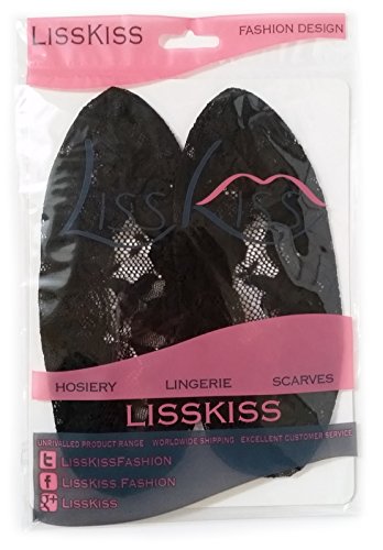 LissKiss Black All Over Floral Lace Footies - Footsies Socks4