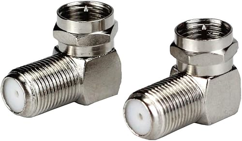 F-Type RG6 Divisor de cable coaxial Combiner Adaptador Conector para TV Video Antena Cable Satélite (2 unidades, 90 Tipo F macho a hembra)