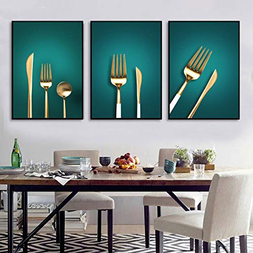 Fournitures peinture affiches de cuisine triptyque 60x90cm au design moderne