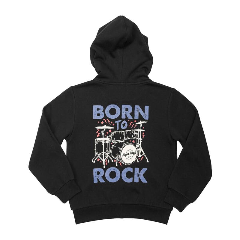 Hard Rock Youth Kids Unisex Born to Rock Zip Fleece Hoodie Black