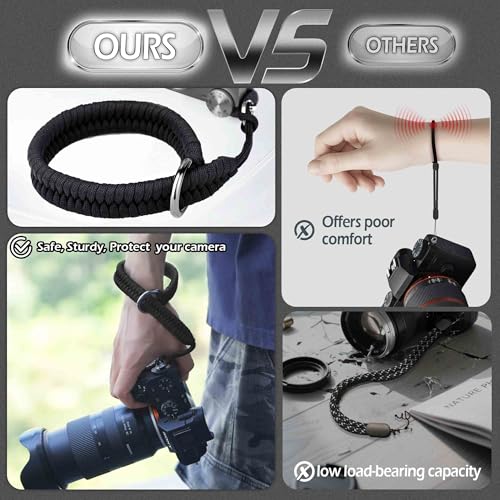 Image of Qiang Ni Camera Wrist Strap - Paracord Quick Release Camera Hand Strap Wrist Lanyard for DSLR or Mirrorless Camera - Black