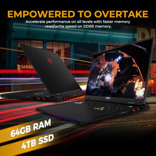 Image of msi Raider 18 HX 18 inch QHD+ 240Hz Gaming Laptop, Intel Core Ultra 9 285HX, 64GB RAM, 5TB Storage (4TB SSD&1TB Dock), RTX 5090 24GB GDDR7, 24-Zone RGB Keyboard, Copilot, Wi-Fi 7, Win 11, Black