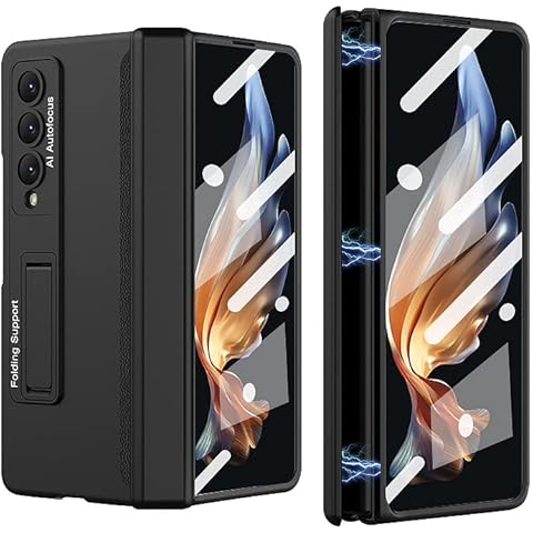 FODDOM for Samsung Galaxy Z Fold 4 5G Hinge Case with Built-in Screen Protector & Kickstand,Ultra Thin PC 360-degree All-inclusive Folding Automatic Recovery Magnetic Suction Shockproof Cover (Black) Cover