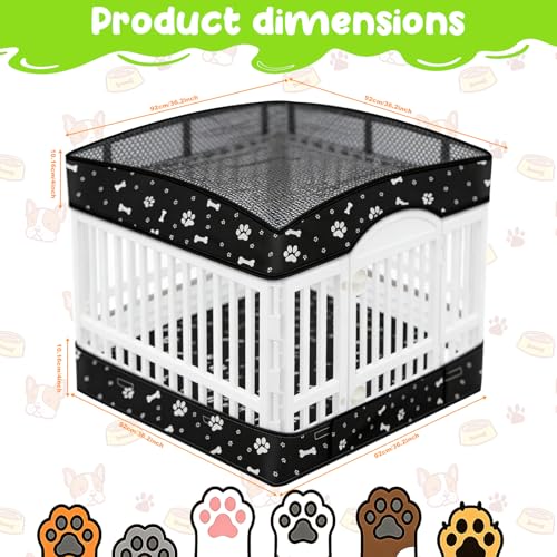 Image of Dog Playpens Cover and Bottom Mat Set,Playpen Not Included, Non-Slip Dog Crate Covers 36 Inch, Dog Playpen Bottom Pad, Washable Reusable Puppy Playpen Pad for Pet PlayPen, Dog Kennel Covers 36 Inch