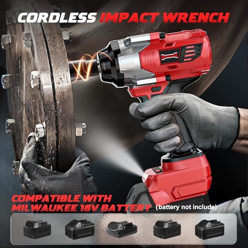 Image of DIYtoolifz Cordless Impact Wrench 1 /2 inch Compatible with Milwaukee 18V Battery, 1000Ft-lbs(1360N.m) High Torque Impact Driver, Electric Impact Gun with 4-Mode Speed, LED Work Light for Car(Bare Tool)
