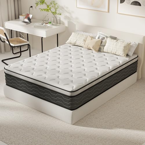 DEWINNER Colchones 135x190| Altura 27 cm | Colchones Viscoelástico con Muelles Ensacados| 7 Zonas | Firmeza Media | Transpirable y Ergonómico| Elección Ideal para Dormitorios y Apartamentos