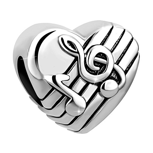 LuckyJewelry Charms Pandöra Music Note Heart Love Charm Beads for Charm Bracelets